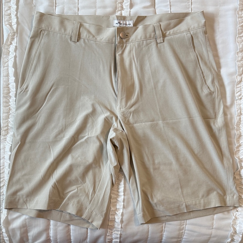 Peter Millar Beige Flat Front Shorts